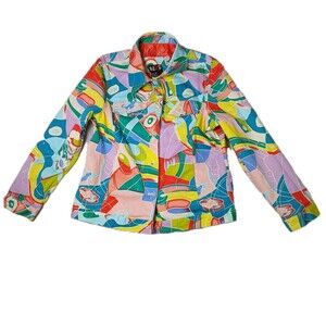 Redd Jeans Abstract Sequined Geometric Print Jacket Sz. 10